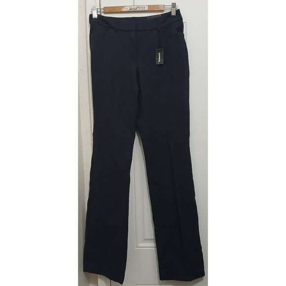 Express womens size 6 LONG PUBLICIST BOOT cut stretch trousers pants blue $98 - Picture 1 of 9
